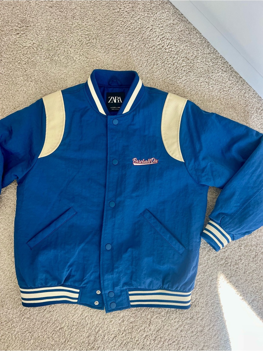 Zara   Royal Blue Varsity Jacket with Cream Panels